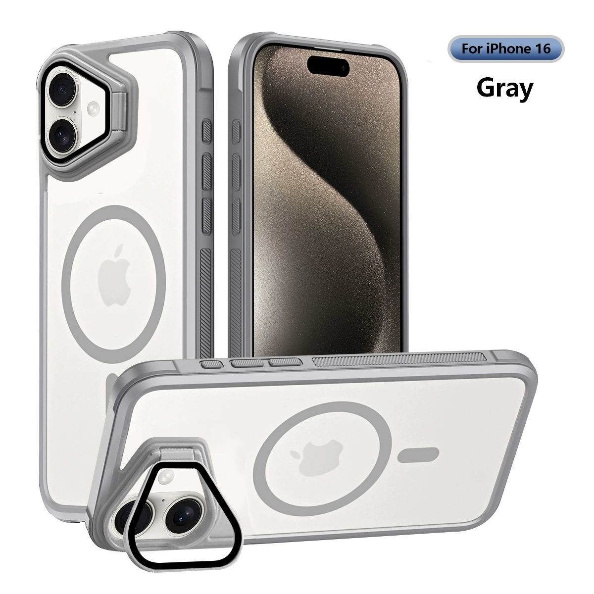 Новая модель подходит для iPhone16 Qiying кожаный ощутимый акриловый держатель магнитный всасывающий чехол Apple 16Plus/ProMax чехол