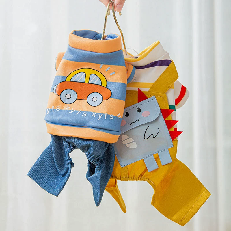 24 весна и осень щенок мультяшный стиль четвероногая одежда кошка плюшевый мишка теплый комбинезон одежда для домашних животных