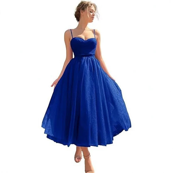 Cross-border best-selling wholesale thin-strap ruffled tulle tea party dress for women, sweetheart homecoming ball gown