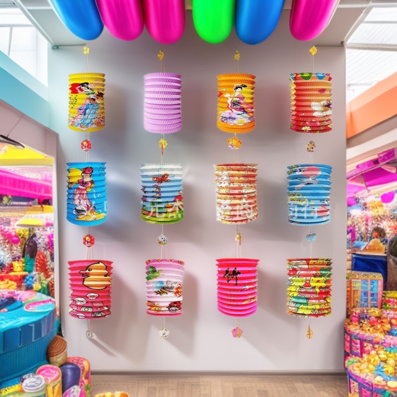 Paper Lantern Foldableing Chang'E Animal Cartoon Flowers and Grass Kidsren's Satchel Luminous Organ Lantern Lantern Festival Festive Lantern