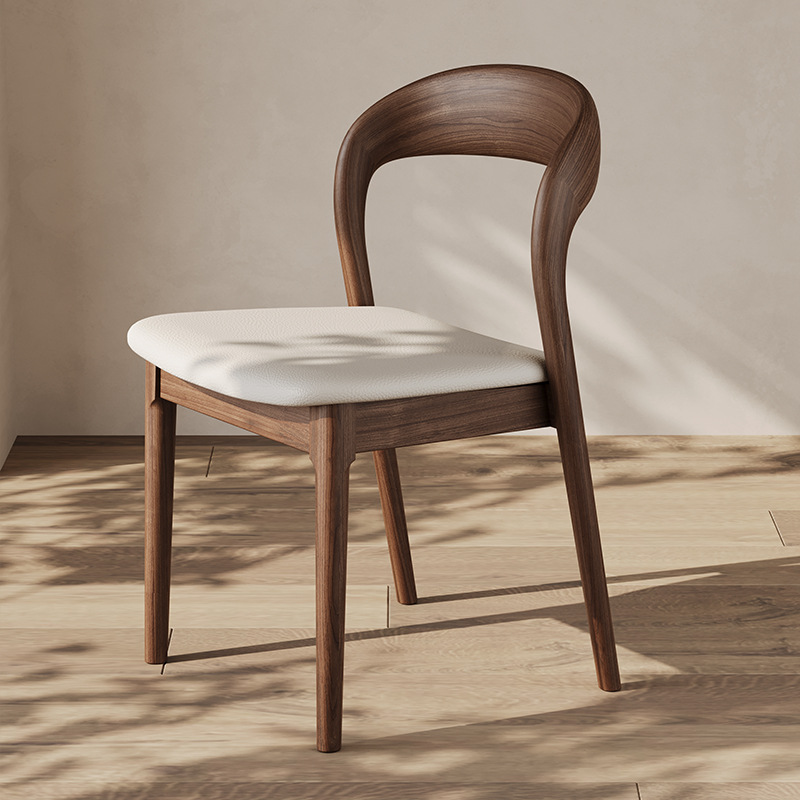 Nordic Italian Minimalist Mid-Century Style Light Luxury Hotel High-End New Designer Hotel Solid Wood Dark Walnut Dining Chair