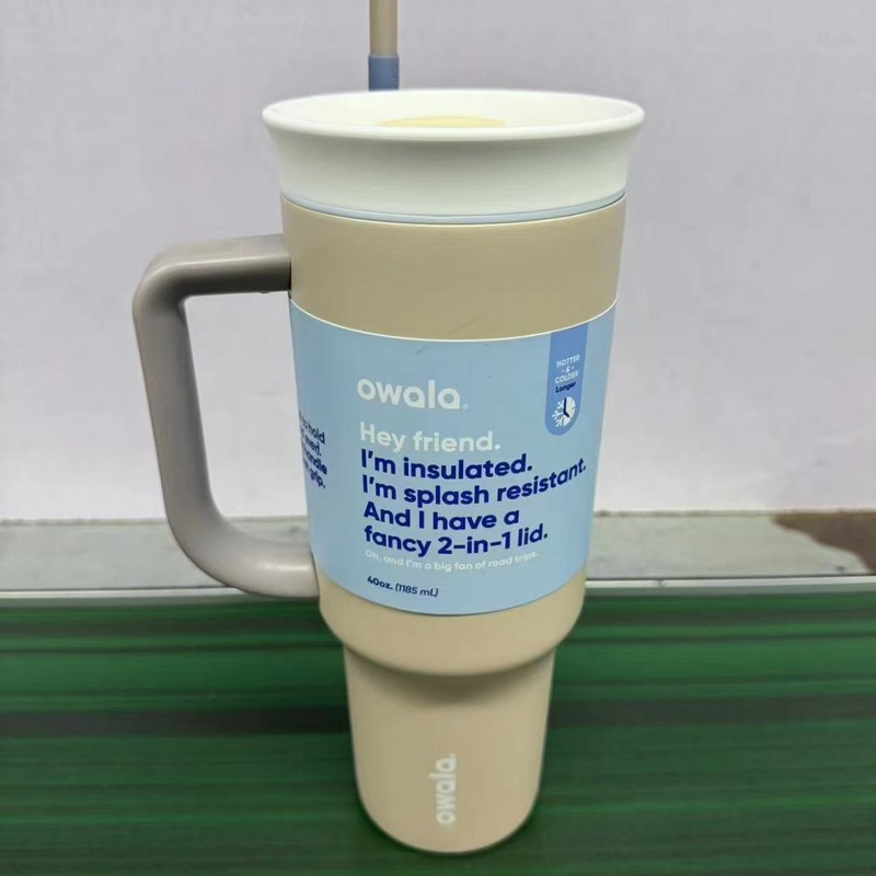 跨境owala水杯304不锈钢双层保温杯旅行汽车载杯40oz真空提手吸管|undefined