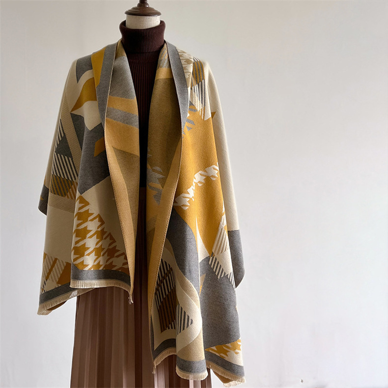 Bufanda de mil pájaros de nuevo color para otoño e invierno para mujer, chal de borlas de alta gama, combinado con una bufanda cálida y esponjosa_voghion.com