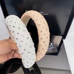 韓國東大門高顱頂超閃水鑽寬發箍女高檔輕奢宴會名暖百搭頭箍髮飾