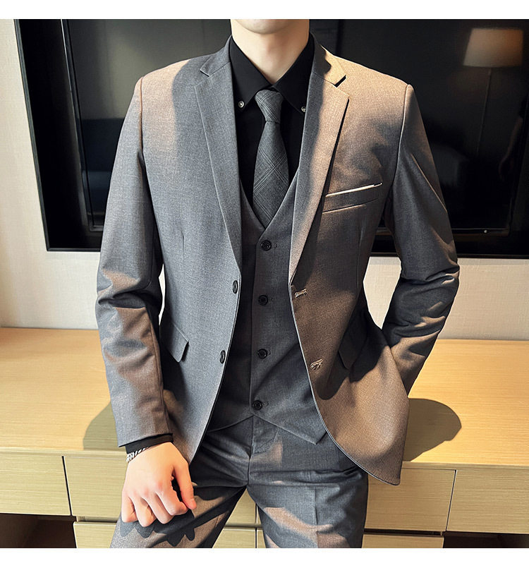 Bộ vest nam ba món ôm dáng, áo vest công sở cho nhân viên văn phòng và chú rể — Burgundy (áo đơn hai nút), Burgundy (áo đơn một nút), Màu xanh (áo đơn hai nút), Màu xanh (áo đơn một nút) chi tiết 19