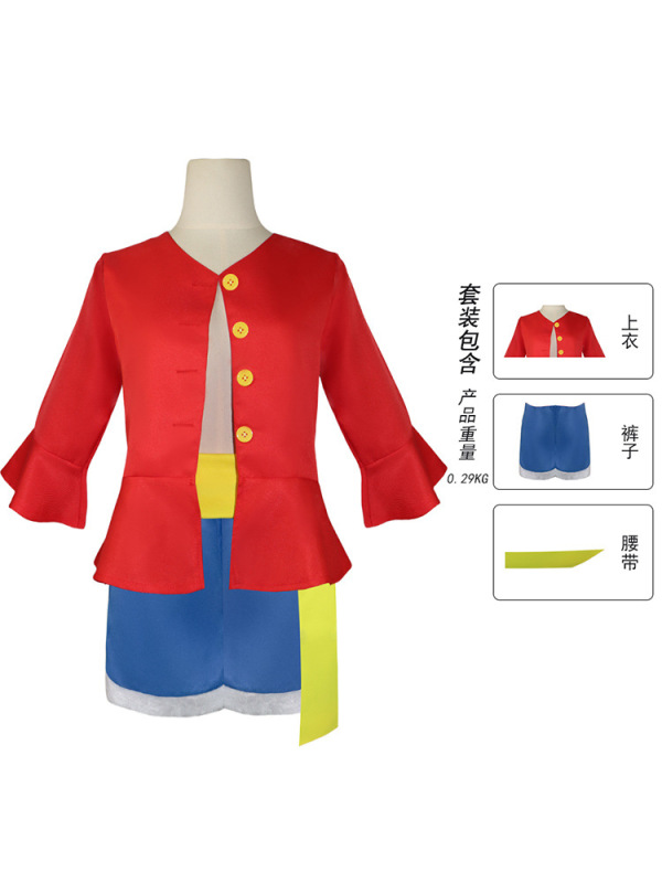 ワンピース路飛cos服子供服舞台演出服航海王服麦わら帽子セットコスプレ衣装|undefined