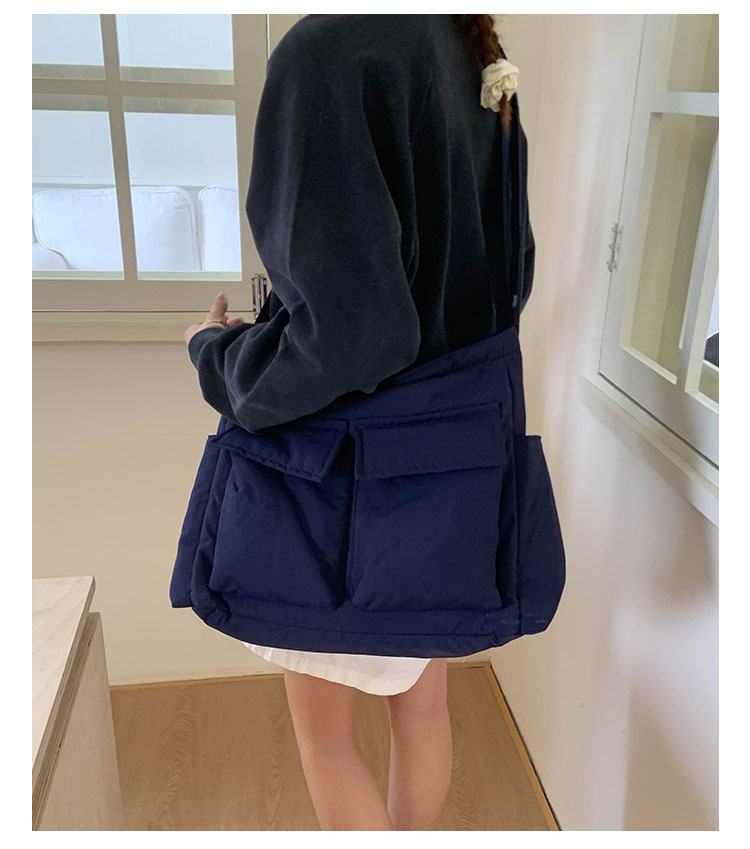 Japanese-style workwear style large-capacity single-shoulder bag, large pocket simple tote bag, ins canvas school crossbody messenger bag undefined