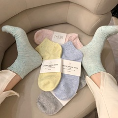 Summer thin women's short socks Ins trendy cotton socks Japanese retro idea yarn low-top short socks summer medium socks