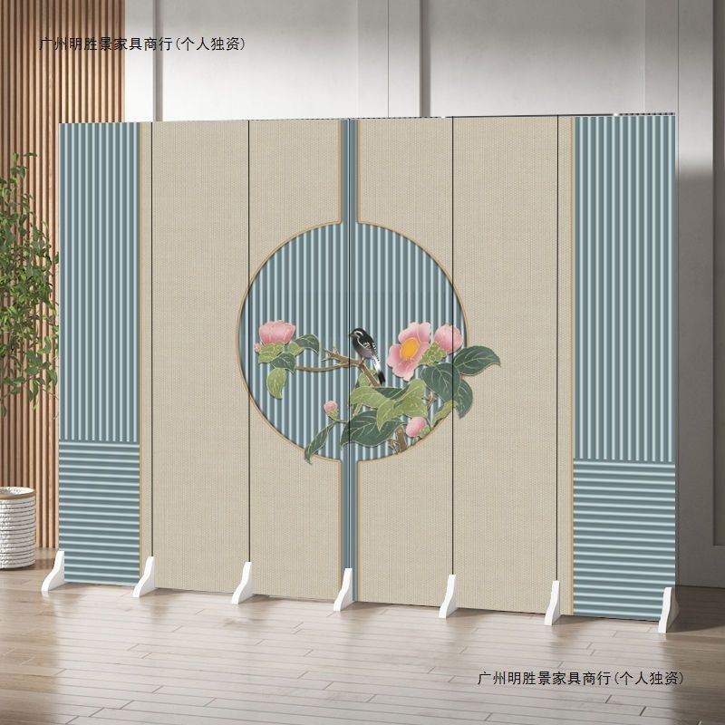 中国风屏风隔断客厅家用轻奢高级感玄关遮挡移动折叠复古玄关折屏|undefined