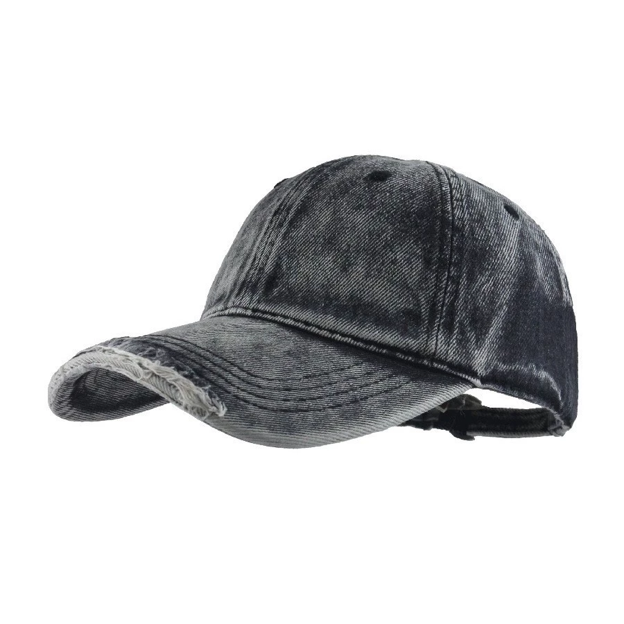 Denim baseball cap, leisure adjustable hat, washed look, size M (56–58 cm)