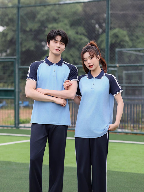 小中学生向けの新しい夏の男女学生服半袖スーツ、高校生向けの青と白の朗読グループユニフォーム、クラスユニフォーム|undefined