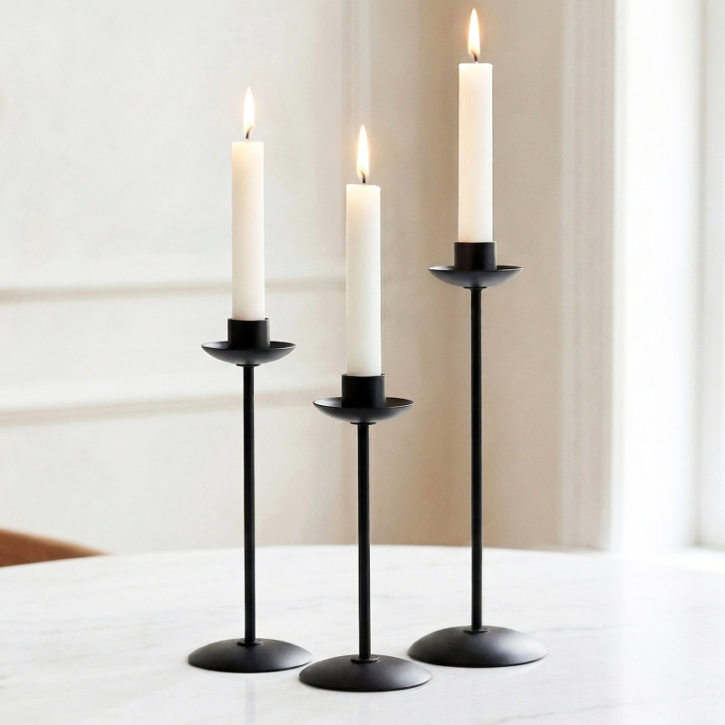 Nordic Butter Lamp Retro Iron Candlestick Three-Piece Set Table Decoration Ornaments Romantic Candlelight Dinner Household Candles Nordic Butter Lamp Retro Iron Candlestick Three-Piece Set Table Decoration Ornaments Romantic Candlelight Dinner Household Candles