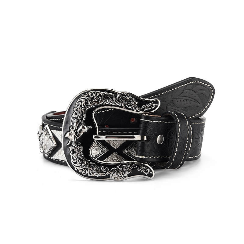 Cinturón de mujer cinturón hecho a mano estilo denim hebilla cuero genuino primera capa cinturón de vaca hombres y mujeres pantalones vaqueros a juego