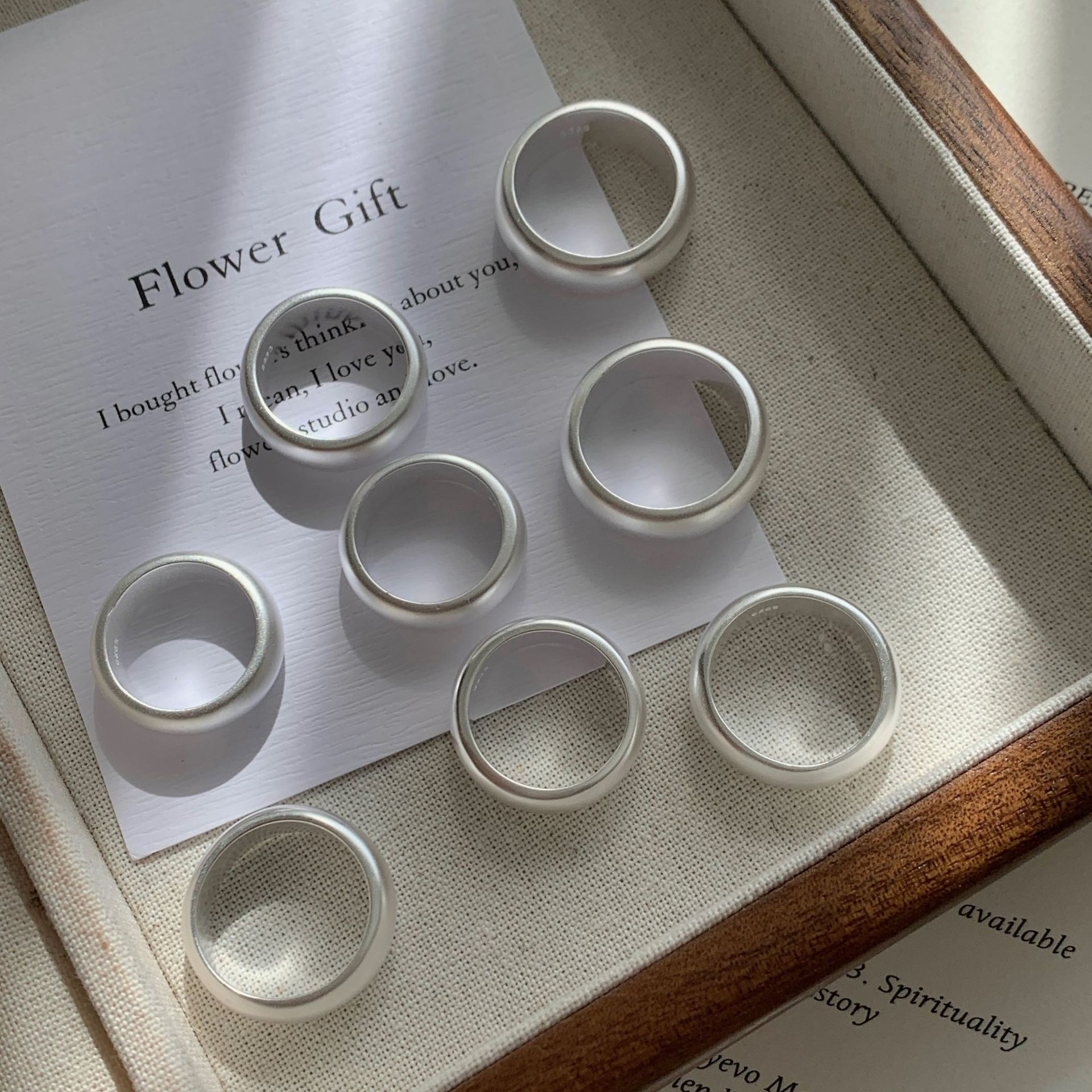 S925純銀啞光泥鰍背素圈戒指女簡約高級感ins風小眾設計重工指環