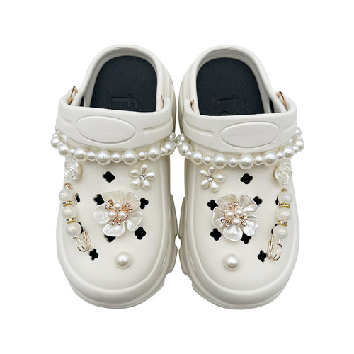 Croc shoes accessories decoration retro metal jewelry shoe flowers removable decorative three-dimensional diy pearl shoe buckle accessories