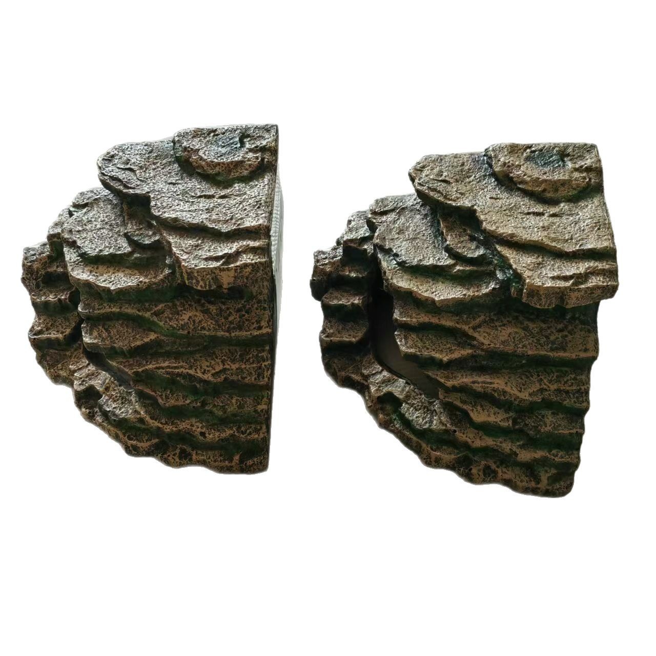 Adornos de acuarios de fábrica, tortugas de resina, suministros de tortuga trepadora, terrazas grandes, cuevas escalonadas, casas de refugio de reptiles