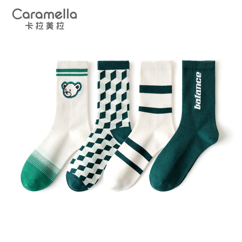 caramella socks for men and women fashion ins personality mid-tube socks street letter socks four seasons spring and autumn cotton socks