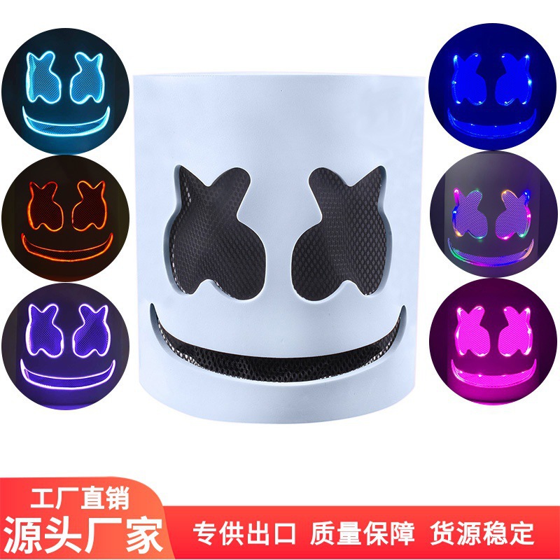 Amazon transfronteriza cien eléctrico sílaba algodón de azúcar de DJ tocado LED luminoso Eva sombrerería máscara ventas directas de la fábrica