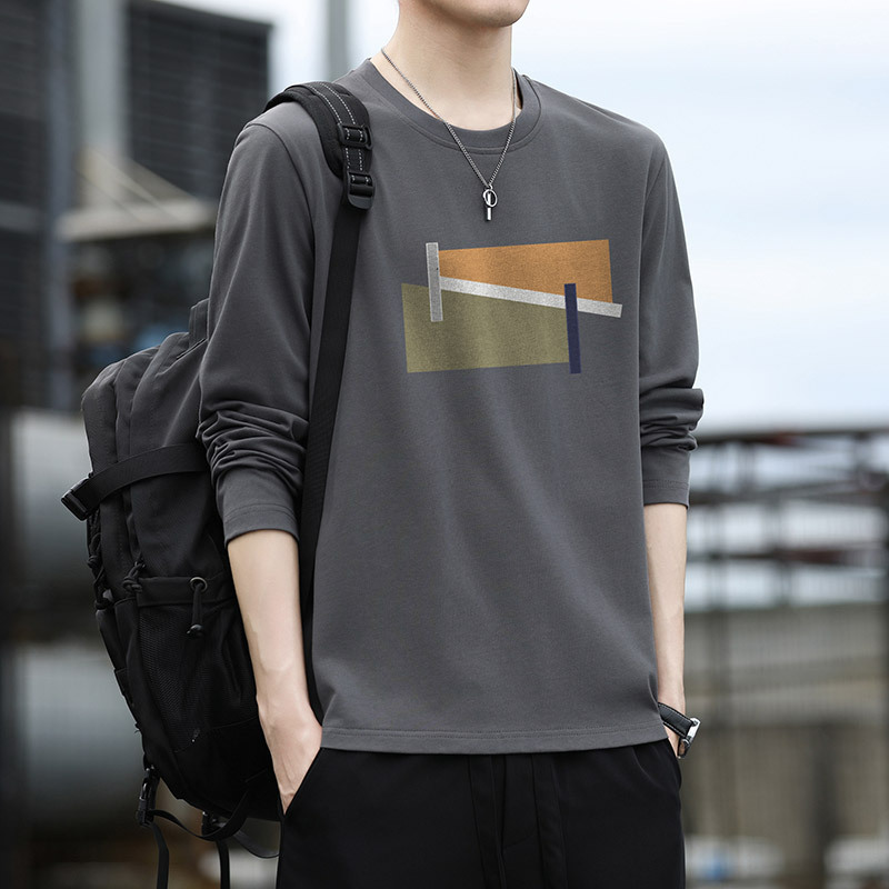 Long-Sleeved T-Shirt Men's Autum 2025 New Pure Cotton Inner Layering Shirt Tops Men's Youth Thin Sweatshirt