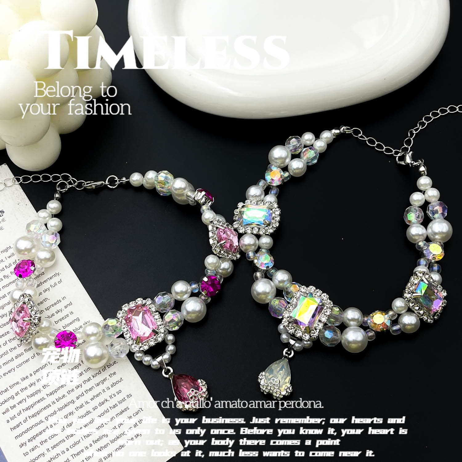 Pet Supplies for Cats and Dogs, Ladies and Gentlemen, Pearl Necklaces, Handmade Pet Fashion, Sweet and Cute Accessories, Cross-Border