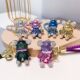 Internet celebrity electroplated bear doll keychain light luxury diamond-embedded car key chain braided rope ring bag pendant small gift