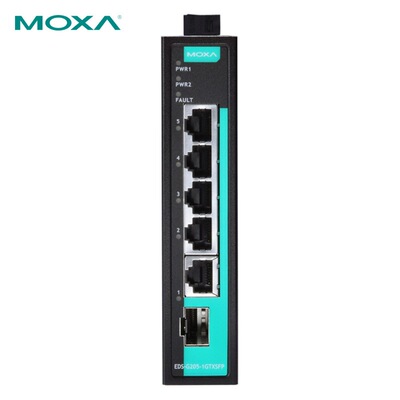 摩莎（MOXA）EDS-G205-1GTXSFP 5口全千兆非网管型工业以太网交换