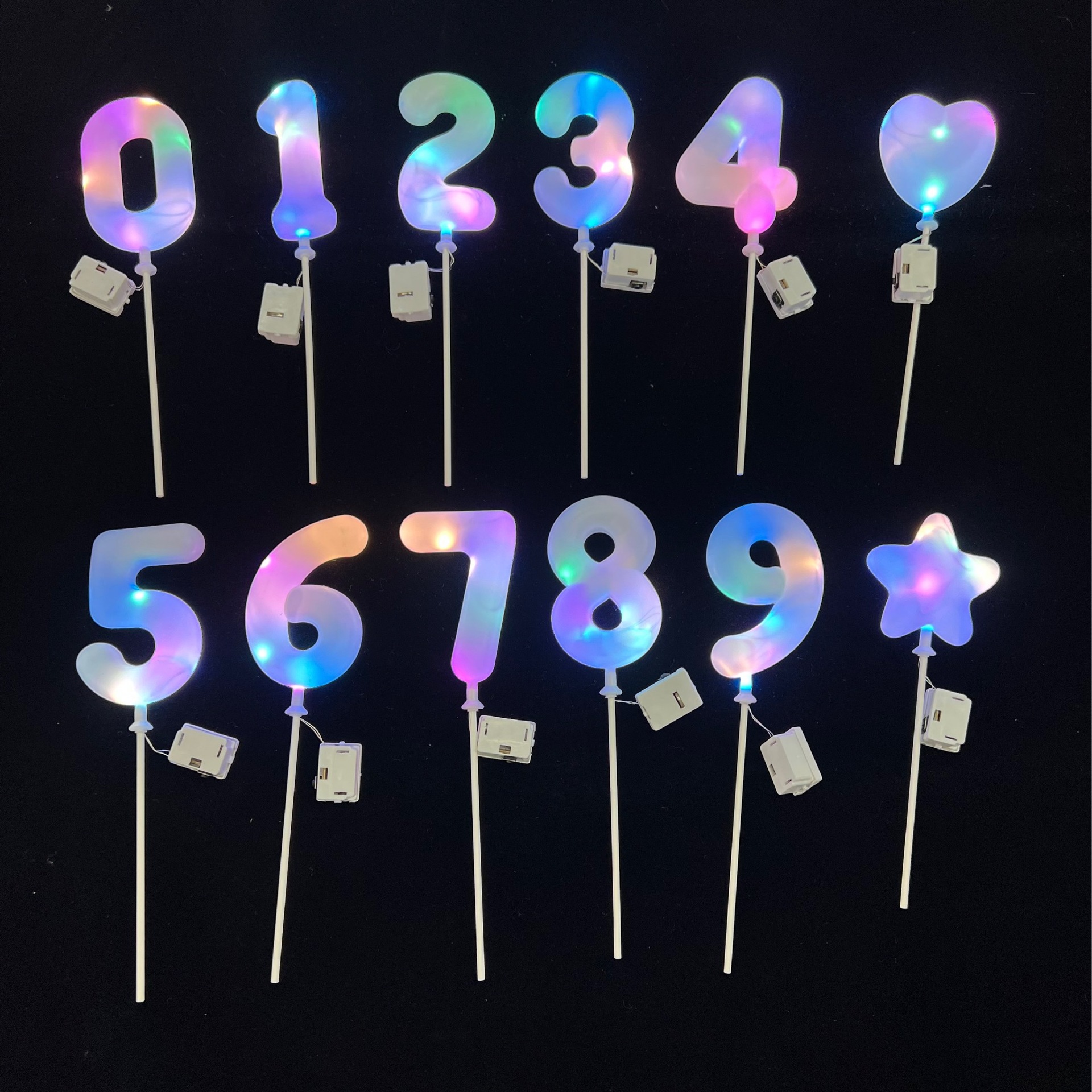 亚马逊生日蛋糕装饰 LED带灯数字蛋糕插件 烘焙甜品装扮花束装扮详情2