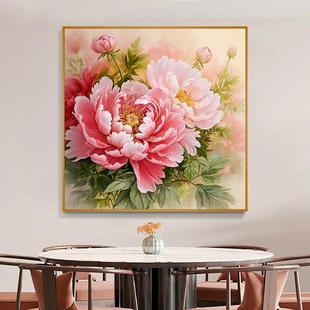 2025 Hand-Painted Oil Painting of Rich Peonies, Restaurant Decoration Painting, Entrance Hanging Painting, New Chinoiserie Living Room Flower Classy