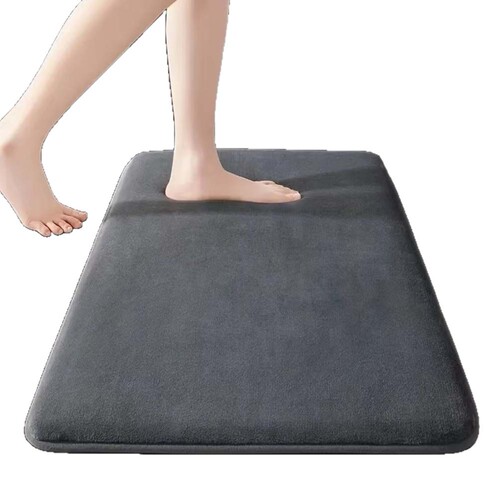 Cross-border solid color coral velvet home bathroom mat, water-absorbent anti-slip foot mat, easy to clean, bathroom mat available for wholesale