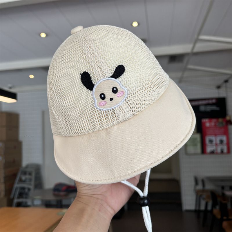 Sombrero de bebé femenino primavera y verano estilo delgado bebé súper lindo sombrero de pescador malla transpirable para niños y niñas sombrero para el sol al aire libre