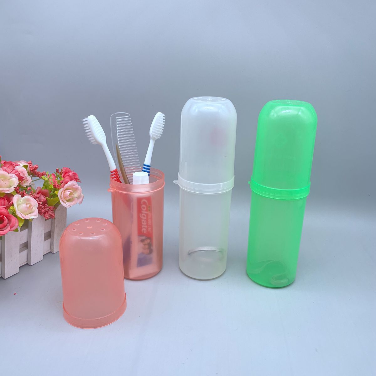Caja de cepillo de dientes de plástico traje de viaje de tubo regalo de publicidad de pasta de dientes cepillo de dientes portátil taza de lavado LOGO