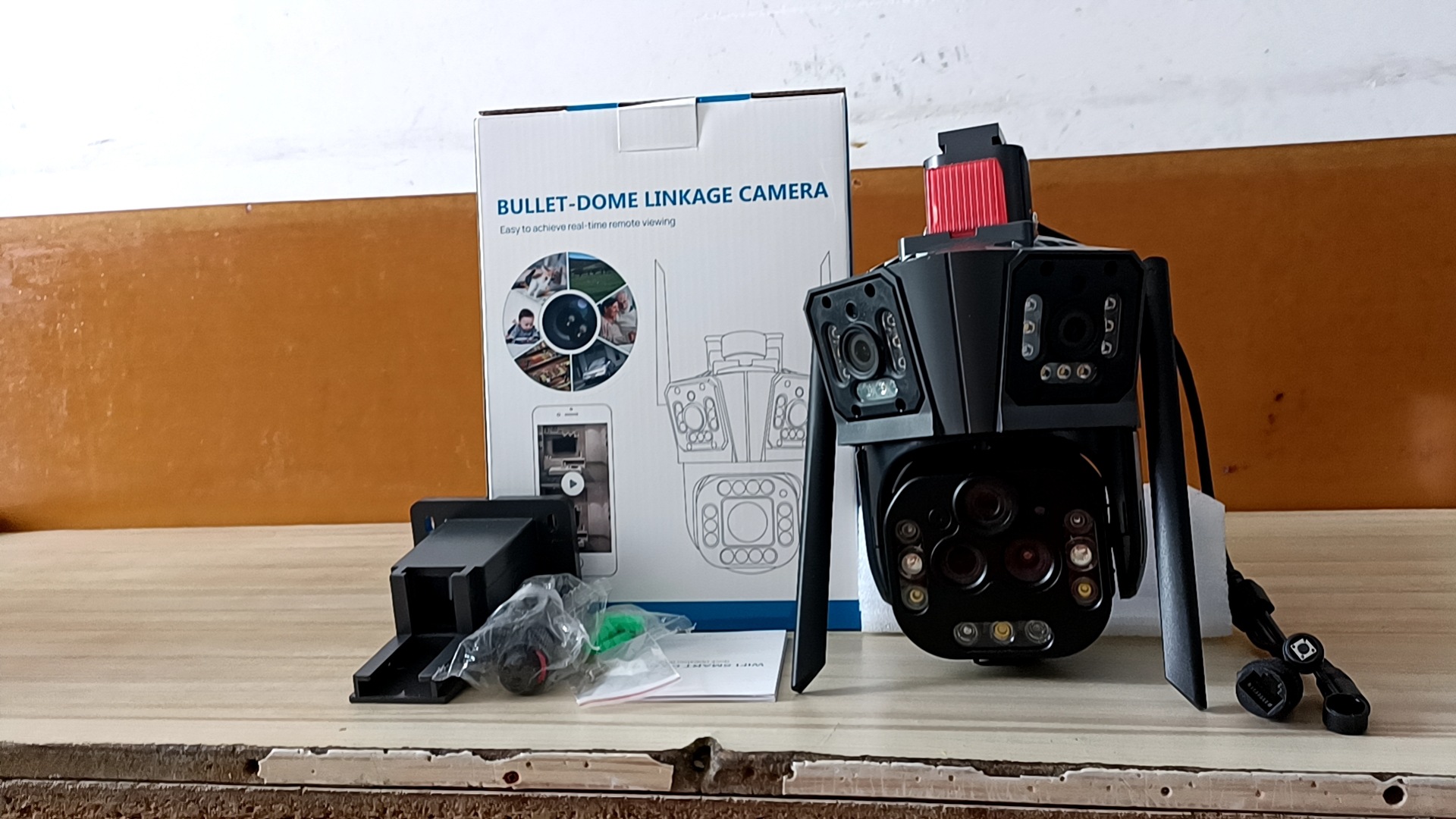 Cámara de vigilancia de tres pantallas de tres lentes Panorama para el hogar al aire libre HD Gun Ball Wifi Cámara de red inalámbrica