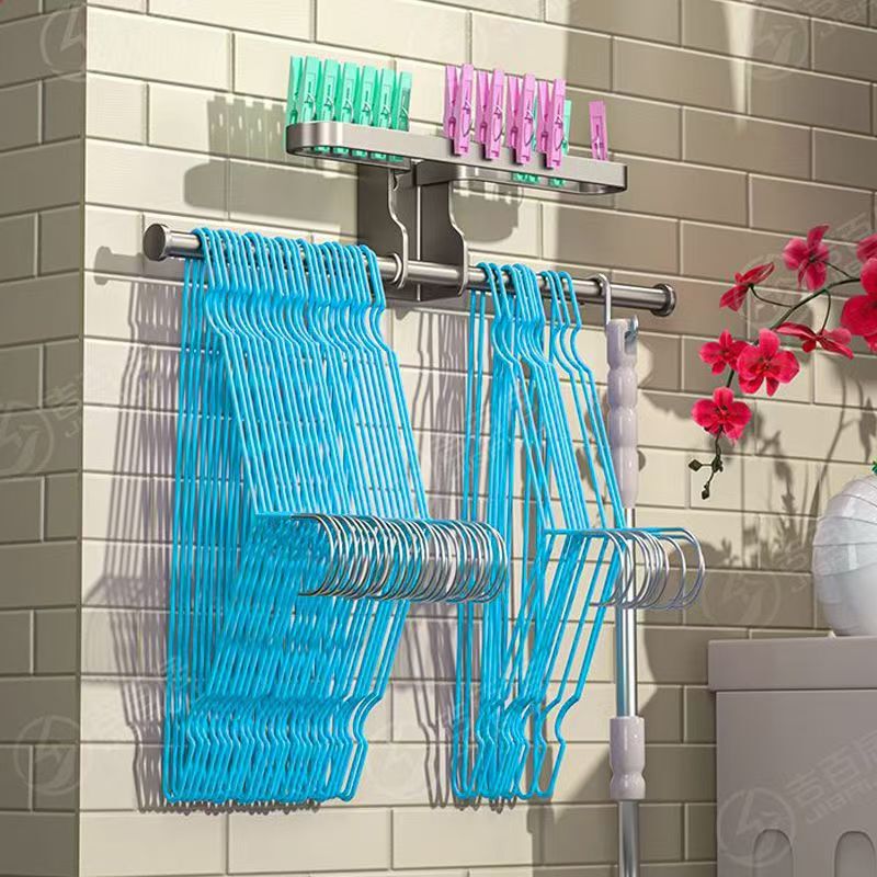 Hanger Storage Artifact Punch-free Wall Hanging Balcony Multifunctional Storage Rack Hook Fitting Rack Hanger Shelf
