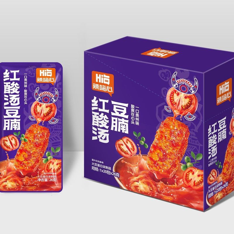 辣嗨心红酸汤豆腩手撕素肉辣条面筋素豆腩休闲发食品零食散装发批|undefined
