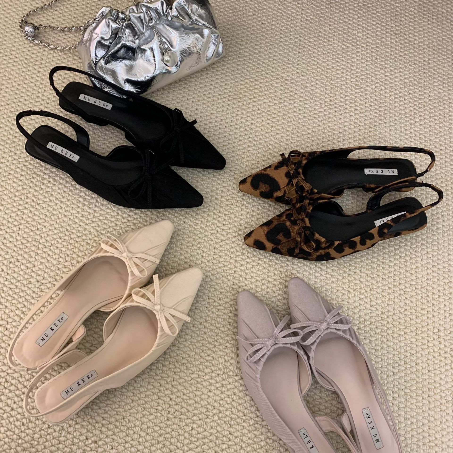 Spring 2025 new Korean style square bow rhinestone thick heel shoes Mary Jane small leather shoes women's shoes wholesale tide