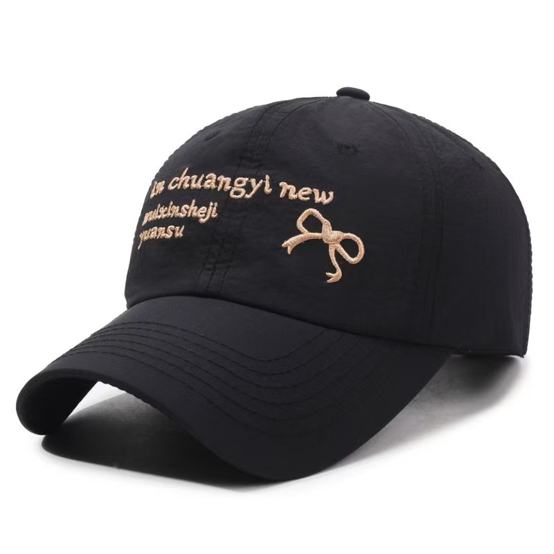 Quick-Dry Duckbill For Women Spring Summer Korean Style Casual Outdoor Sports Hat With Letter Bowknot Sun Protection_voghion.com