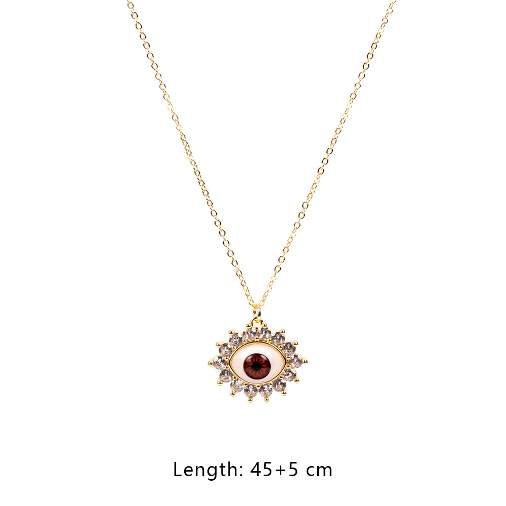 Fashion Demon Eyes Color Zircon Pendant Copper Necklace