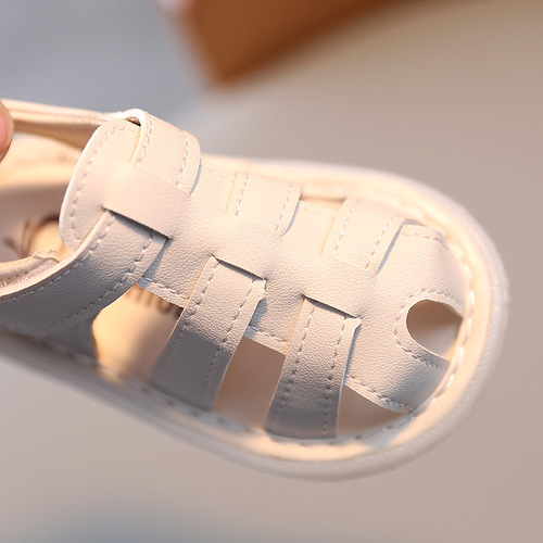 Baby Baotou Sandals Korean Style Solid Color Flash Shoes  Summer New Beach Shoes Girls Toddler Shoes Soft Bottom Wholesale