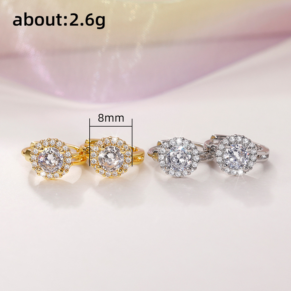 Style Simple Rond Le Cuivre Incruster Diamant Artificiel Des Boucles D'oreilles 1 Paire display picture 1