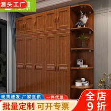 胡桃木实木衣柜现代简约中式四门356门木质衣橱收纳储物卧室家具