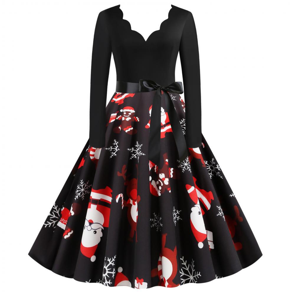 Retro Christmas Printed Dress 2