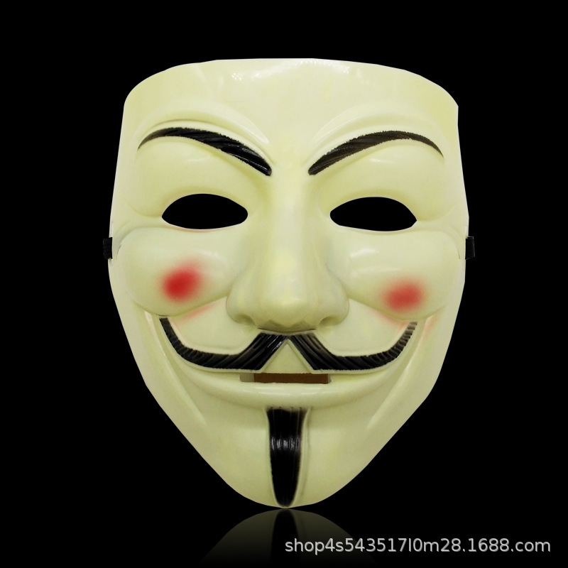 Amazon venta caliente Halloween tema de terror en forma de V máscara de vendetta accesorios de rendimiento de COSplay máscara facial en forma de V