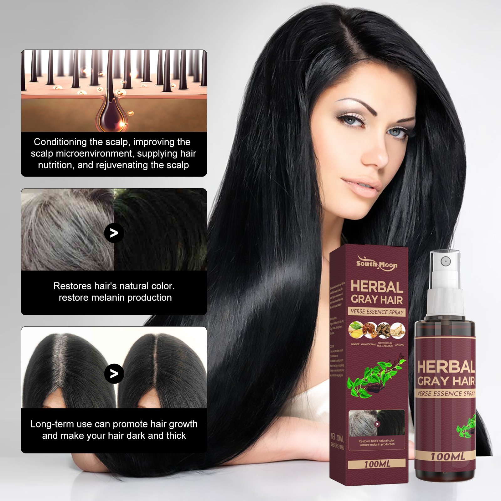 Lotion South Moon Polygonum Multiflorum Herbal essence Moisturizes and Protects Natural Black Hair_voghion.com