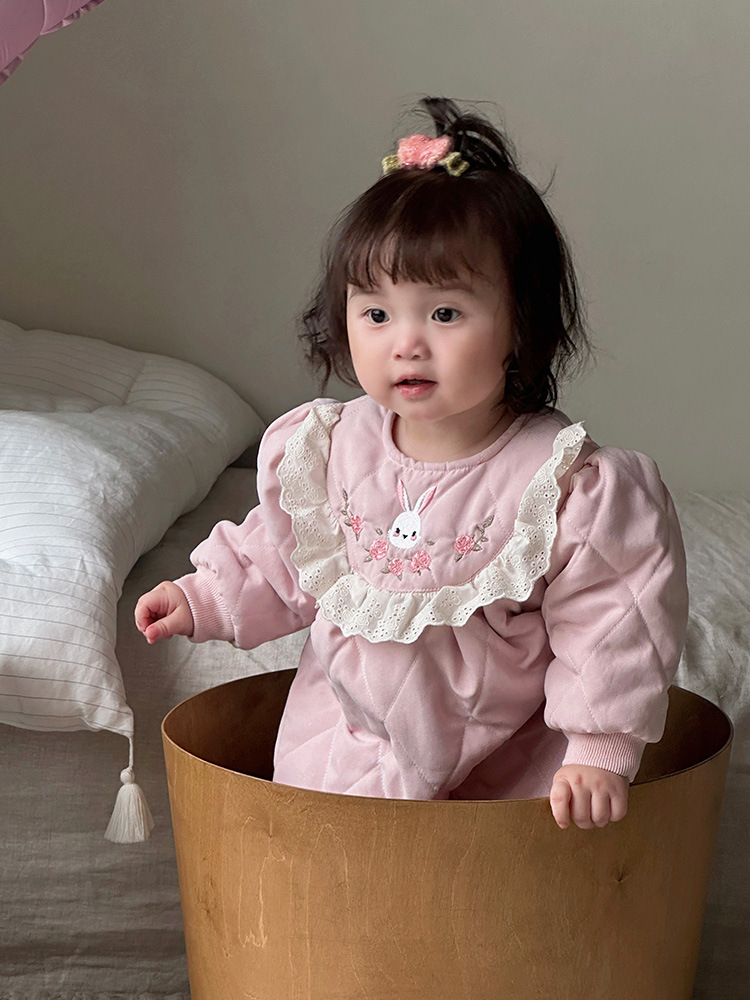 Ropa de bebé Ropa de otoño e invierno Ropa de bebé de una pieza Princesa más algodón acolchado de terciopelo Ropa de algodón súper linda para bebés Ropa de salida de invierno