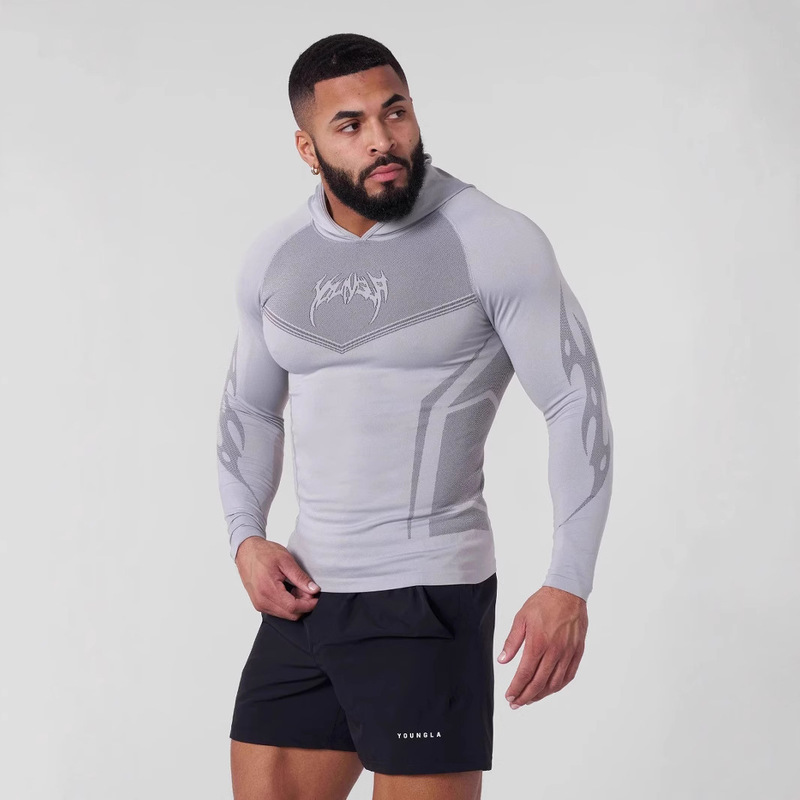 YOUNGLA Warrior Skinny Hoodie Jogger Gym Sports Fitness Stretch Sweatshirt Training Coat