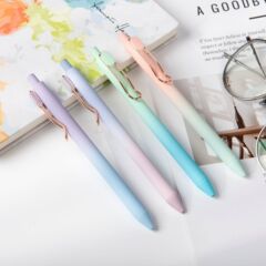 厂家直销渐变糖果色按动中性笔简约多色学生考试刷题笔办公礼品笔