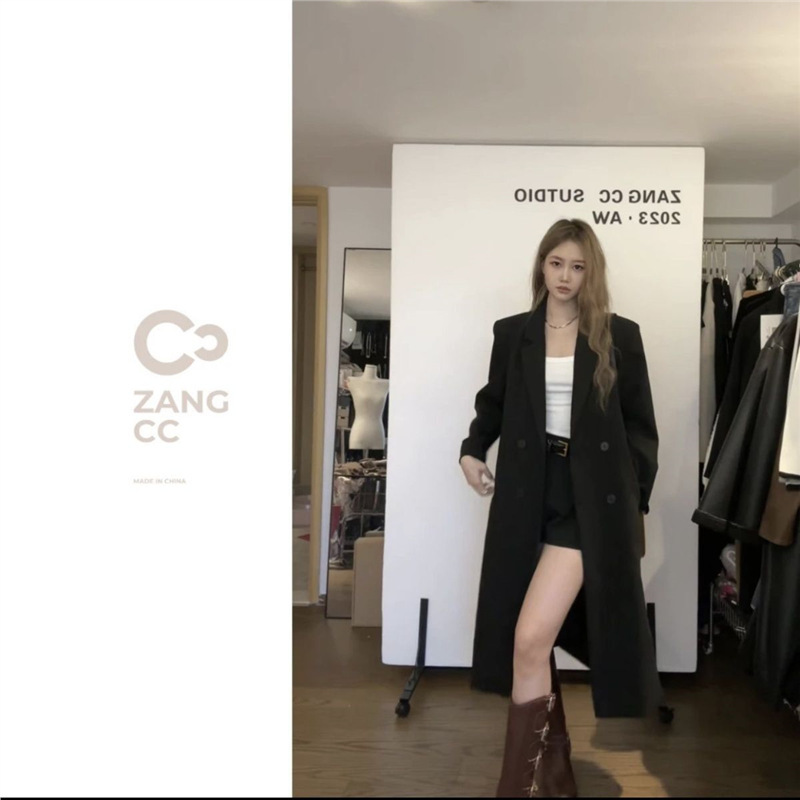2025春秋季风衣外套长款西服大衣休闲中长款西装知性修身外套女|undefined