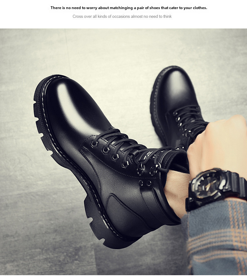 Martin Boots Herren Frühjahr 2024 Neue High-Top-Arbeitsstiefel im britischen Stil Schwarze Motorradstiefel aus Leder Frühling und Herbst Freizeitschuhe aus Leder_voghion.com