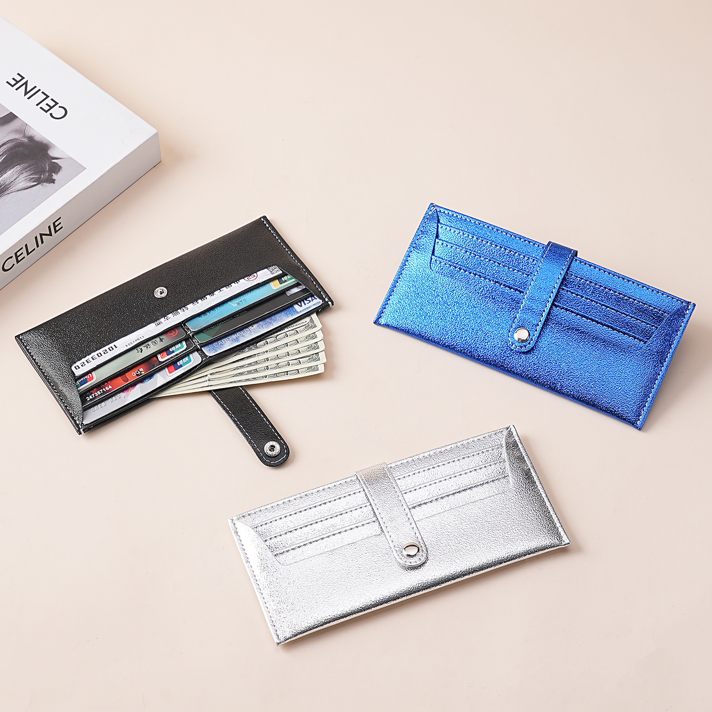 Transfronterizo para bolsas de tarjetas delgadas coreanas pequeñas y multifuncionales para hombres y mujeres exquisitos clipes de tarjetas de cuero PU cubierta de tarjetas mayorista