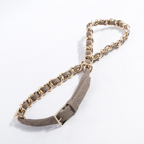 New Chanel-style women's waist chain vintage black gold leather head layer cowhide square pin buckle handmade mid-century belt